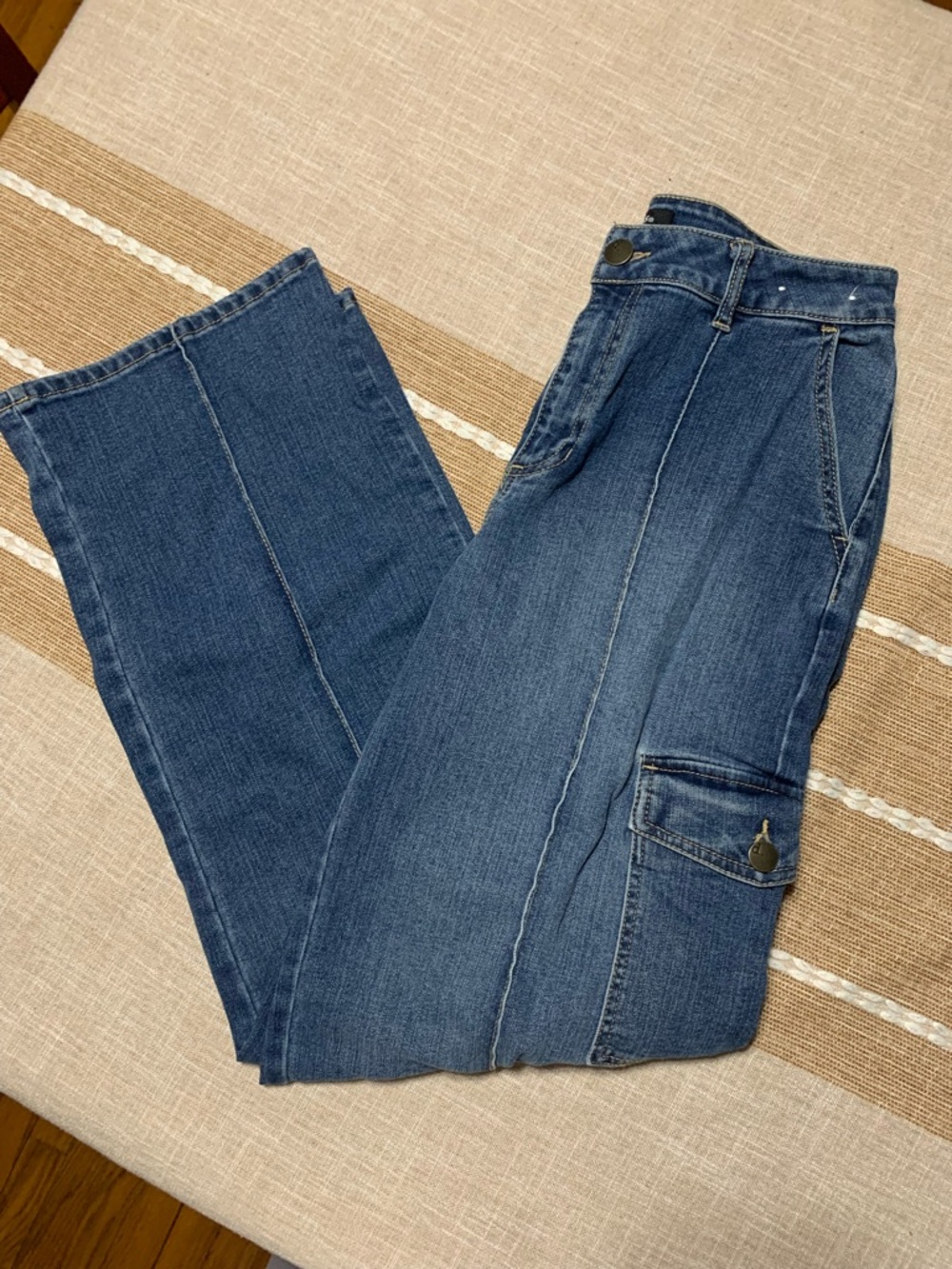d. jeans Dark Blue Straight-Leg Cargo Jeans